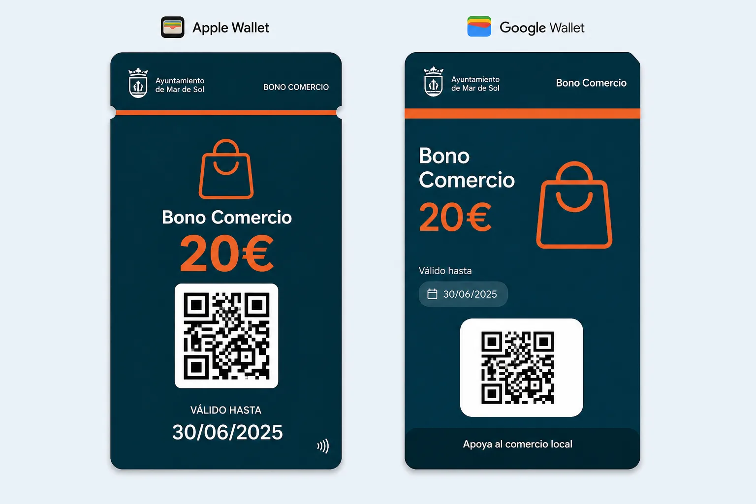 Pases de bono digital en Apple Wallet y Google Wallet